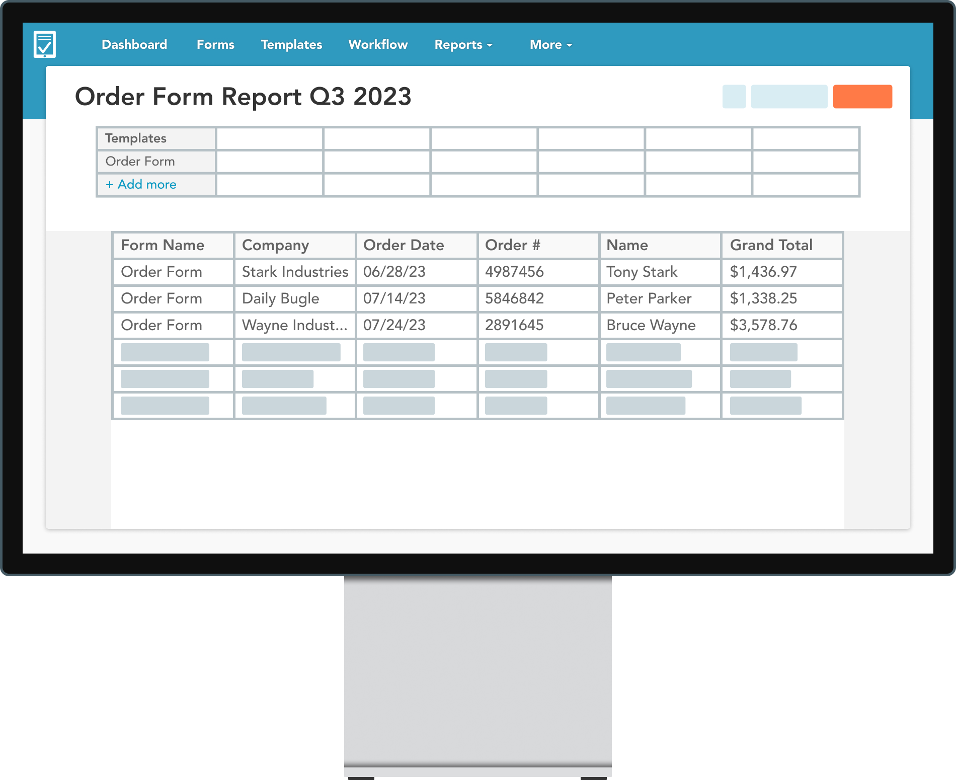 A screenshot of the GoFormz reporting interface next to a graphical depiction of an automated workflow.