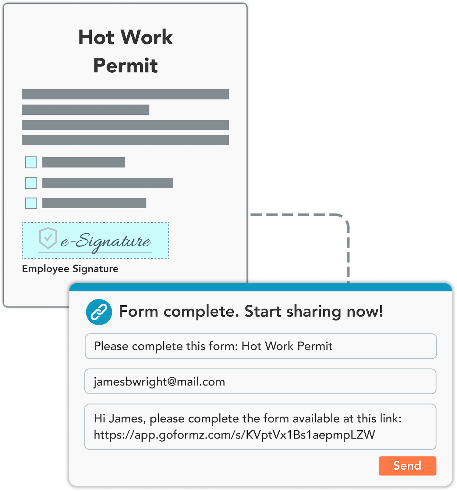 A graphic showing instantly routing public forms