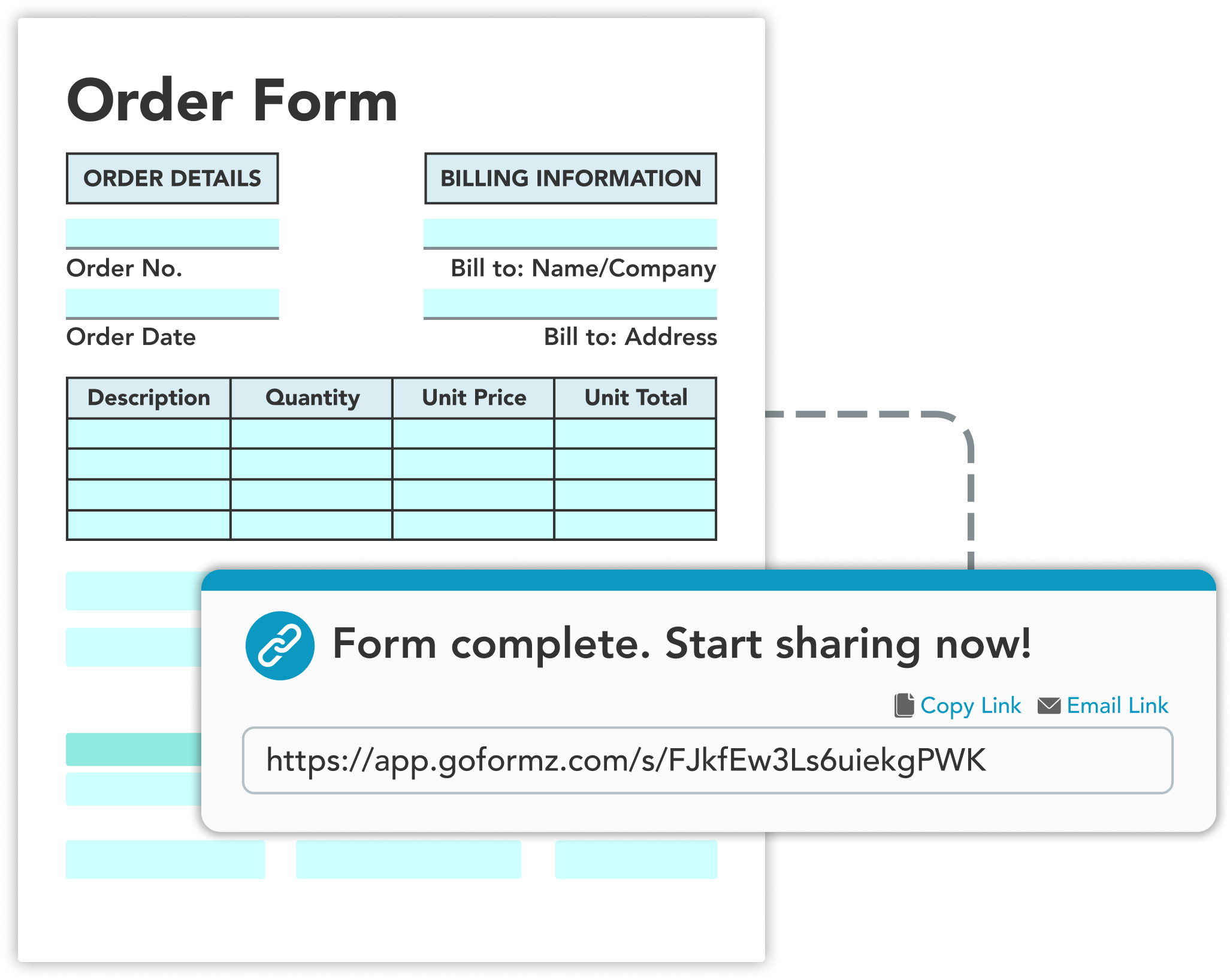 A screenshot of the GoFormz public form order form editor