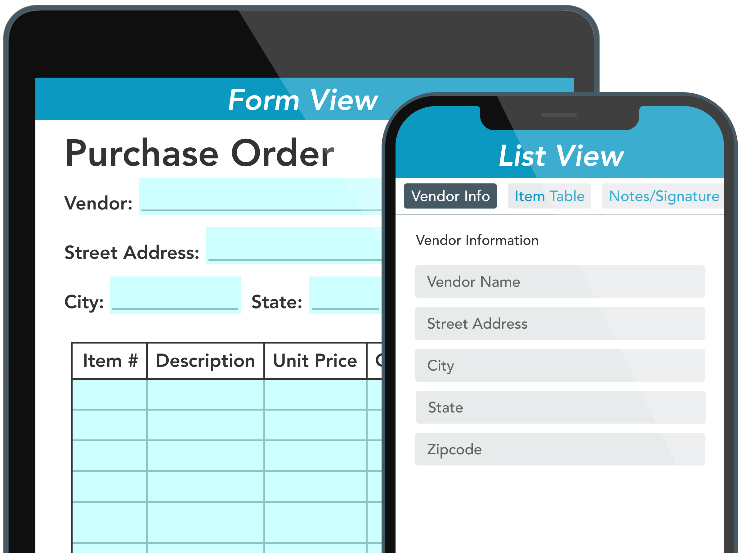Graphic from the GoFormz platform of a Purchase Order