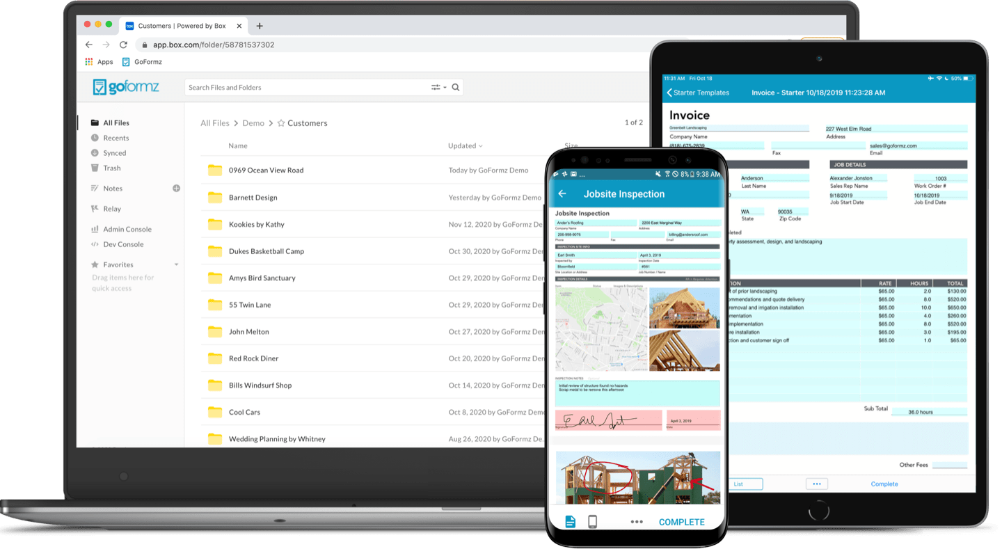 Visual representation of the GoFormz and Box integration