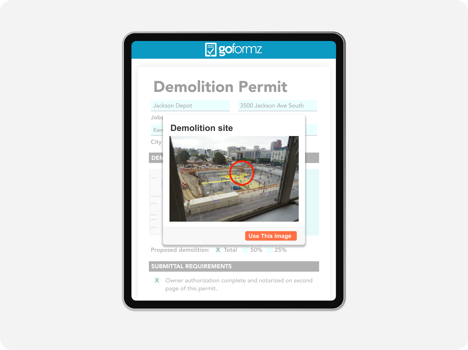 Digital permit with advanced data fields to capture images, signatures, and more.