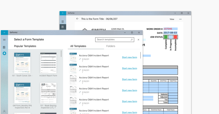 Create mobile forms for Windows free with GoFormz