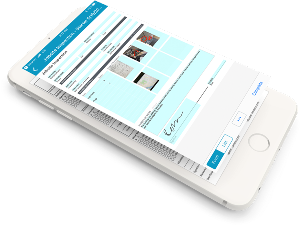 Mobile form on phone automatically fills mobile inspection form fields with field service data