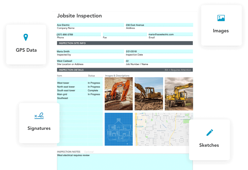 Include inspection sketches, images and GPS data in your mobile inspection forms