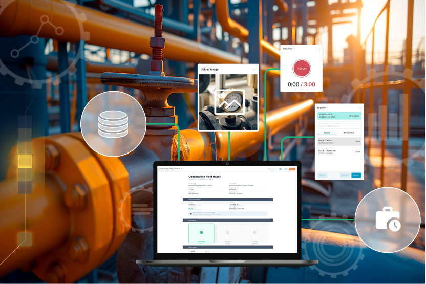 Barcode-scanned joint numbers, GPS-tagged weld photos, and time-stamped gauge readings all land in your site record — a defensible audit trail you can pull years later instead of digging up the pipe