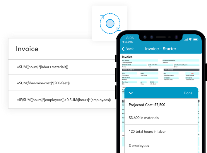 Use automated calculations to calculate project proposals in your Digital Invoice