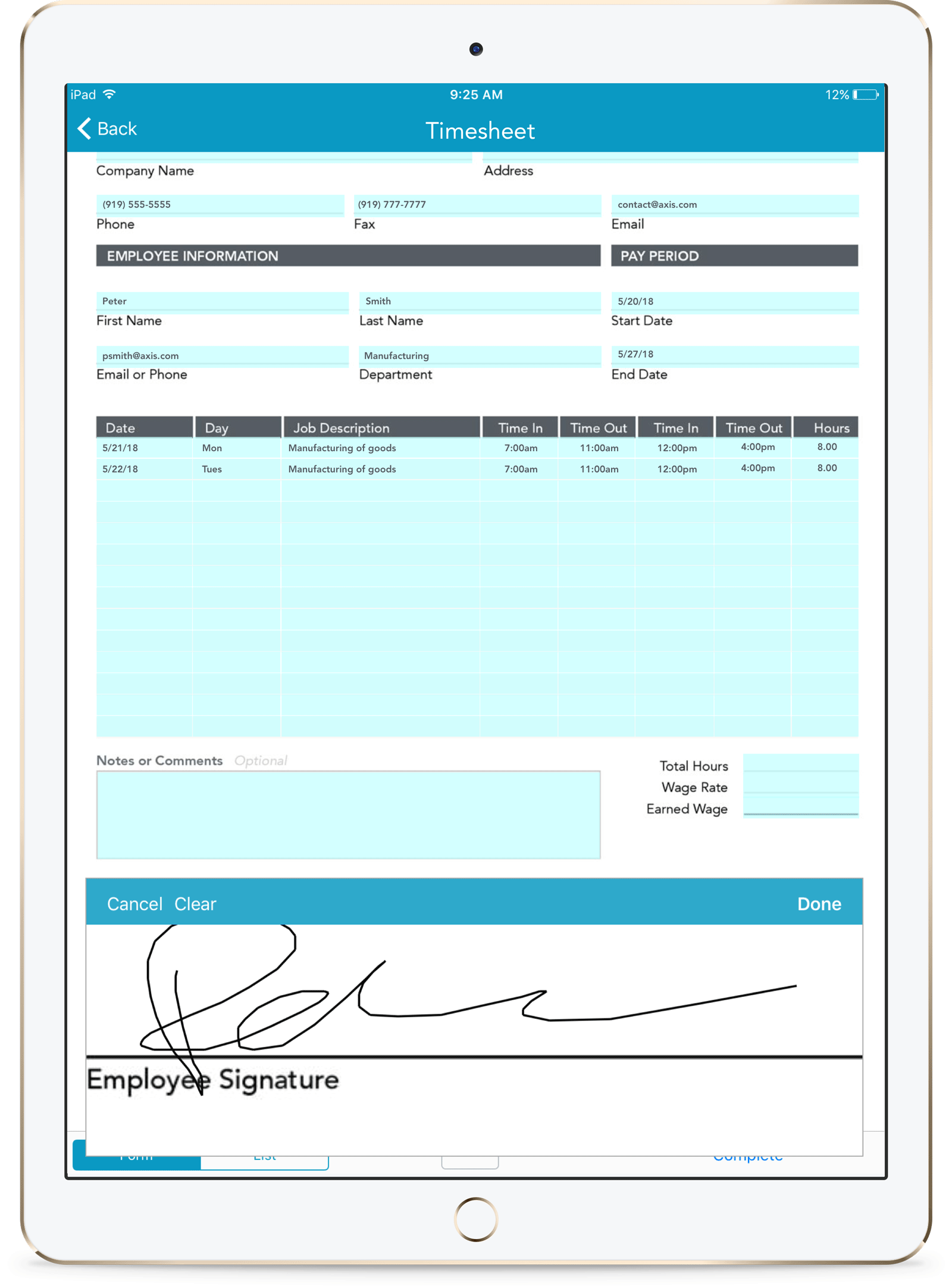 Automatically fill mobile inspection form fields with field service data